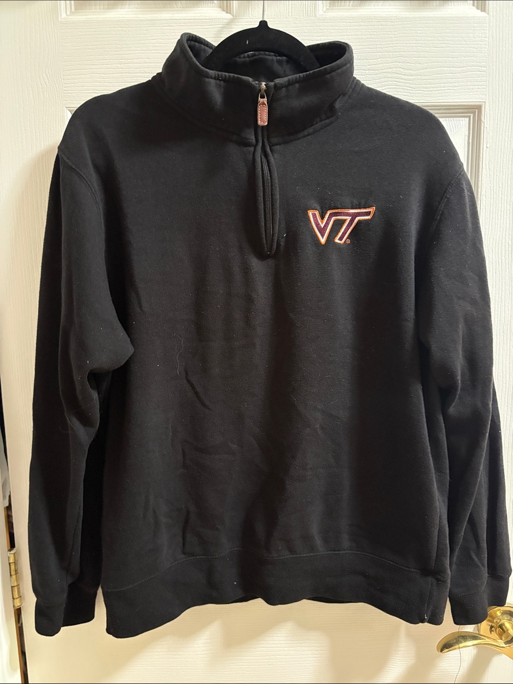 J. America Black Quarter-Zip Pullover with Orange VT Logo